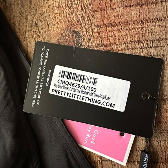 Plus Black Woven One Shoulder Midi Dress Size 16 PrettyLittleThing - Picture 6 of 9